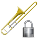 trombone,lock,instrument,locked,security icon
