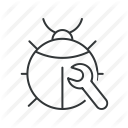bug, bug fixing, error, fix, insect, virus, wrench icon