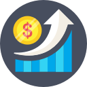 arrow, business, coin, dollar, graph svg vector icon