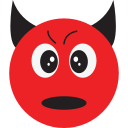 angry, bad, devil, smiley svg vector icon