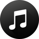 black white, circle, high quality, itunes, long shadow, media, social media svg vector icon