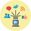 blogging, communication, connection, internet, internet marketing, laptop, management, network, news, online marketing, rss, seo, social media, web svg vector icon