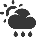 cloud, forecast, grey, rain, sun, weather svg vector icon
