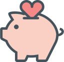 heart, money, pig svg vector icon