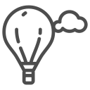balloon, clouds, heigh, romantic, sky, sun, view svg vector icon