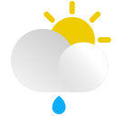 cloud, day, drop, forecast, rain, sun, weather svg vector icon