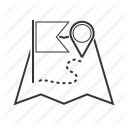 direction, flag, location, map, navigation, pin, point icon
