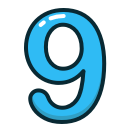 blue, nine, number, numbers, study svg vector icon