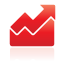 area, chart, red, up icon