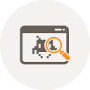 bug, bugs, exploring, find, magnifier, search, spaceinvader svg vector icon