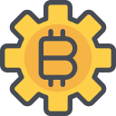 bitcoin, gear, management, money, process svg vector icon