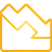 area, basic, chart, down, yellow icon