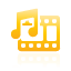 music, video, yellow icon