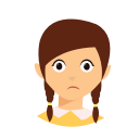 hair braid, kid, sad svg vector icon