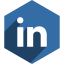 hexagon, linkedin, media, shadow, social svg vector icon