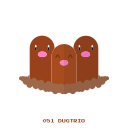 dugtrio, ground, kanto, pokemon svg vector icon