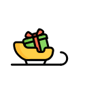 gift, holiday, present, sled, sledge, sleigh, toboggan svg vector icon