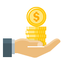 cash out, coins, hand, loan, loan money, money svg vector icon