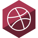 dribbble, gloss, hexagon, media, social svg vector icon