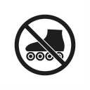 impossible, interdiction, prohibiting sign, prohibition, prohibition sign, roller skates, warning svg vector icon