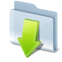 arrow, down, downloads, folder icon