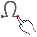 gestureworks, greek, omega, stroke icon