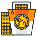 bucket, coin, game, go, play, pokemon svg vector icon