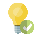 ligthbulb,checkmark icon