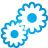 basic, blue, gears icon