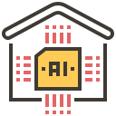 ai, artificial intelligence, domotics, electronics, futuristic, house, technology svg vector icon