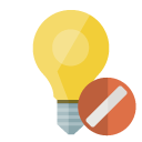 ligthbulb,cancel icon