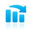 bar, blue, chart, down icon