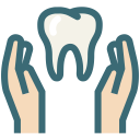 dental, dental care, dental health care, dentist, dentistry, hands, tooth svg vector icon