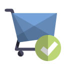shoping,cart,checkmark icon