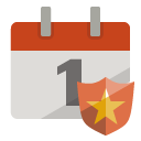 calendar,shield icon