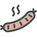 barbecue, bbq, fork, hot dog, sausage svg vector icon