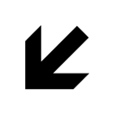arrow,down,left,descend,download,fall,decrease,descending,previous,back,backward,prev icon