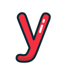 letter, lowercase, red, y svg vector icon