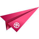 dribbble, origami, paper plane, pink, social media icon
