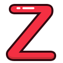 alphabet, letter, letters, red, z svg vector icon
