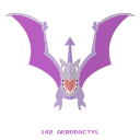aerodactyl, flying, kanto, pokemon, rock svg vector icon