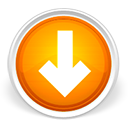 arrow, circle, down, download, freccia, orange icon