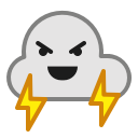 angry, cloud, emot, smiley, thunder, weather svg vector icon