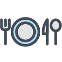 dish, flatware, fork, knife, spoon svg vector icon