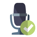 radio,microphone,checkmark icon