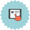 cart, e-commerce, ecommerce, hand, online shopping, pointer, tablet svg vector icon
