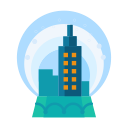 city, decorate, decoration, snow, snowglobe, winter svg vector icon