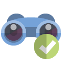 binoculars,checkmark icon