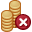 coin,stacks,gold,remove,pay,payment,cash,currency,money,check out,credit card,delete,del icon
