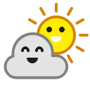 cloudy, emot, happy, smiley, sun, weather svg vector icon